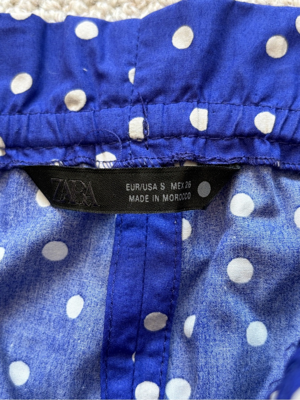 Zara Blue White Polka Dot Drawstring Wide Leg Pants Size S - Picture 4 of 5